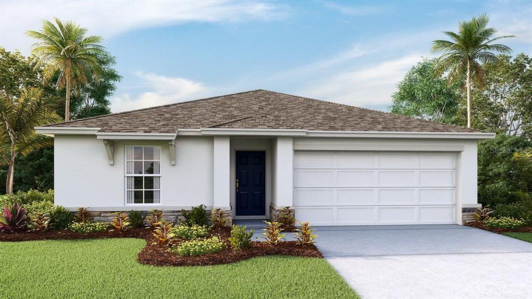 Front exterior of a new home in Abbott Park, Zephyrhills, FL, highlighting curb appeal (Image 1). Front exterior of a new home in Abbott Park, Zephyrhills, FL, highlighting curb appeal (Image 1).