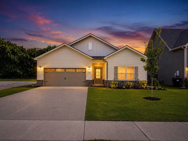 Front exterior of a new home in Salem Landing, Rockvale, TN, highlighting curb appeal (Image 2). Front exterior of a new home in Salem Landing, Rockvale, TN, highlighting curb appeal (Image 2).