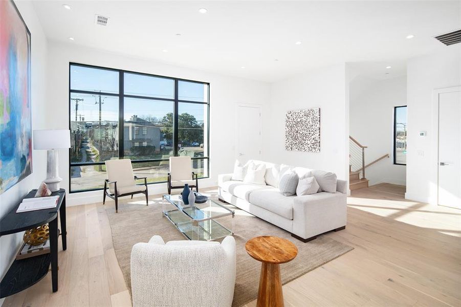 Living room featuring light hardwood / wood-style flooring