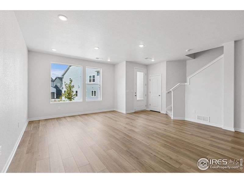 Spacious, unfurnished interior of a new home in Kinston Mainstreet Townhomes, Loveland (Image 21). Spacious, unfurnished interior of a new home in Kinston Mainstreet Townhomes, Loveland (Image 21).