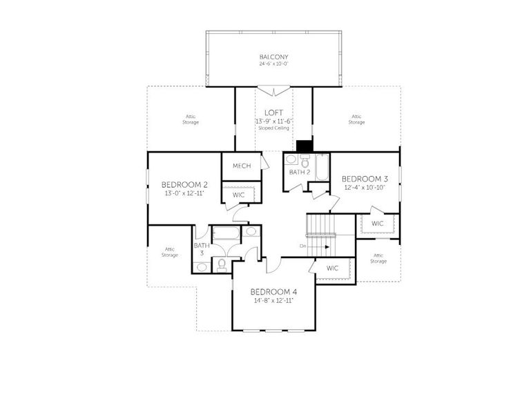 2D floor plan layout for the Middleton - Single Family Homes by Dream Finders Homes in Rivercroft, Awendaw, SC (Image 6).