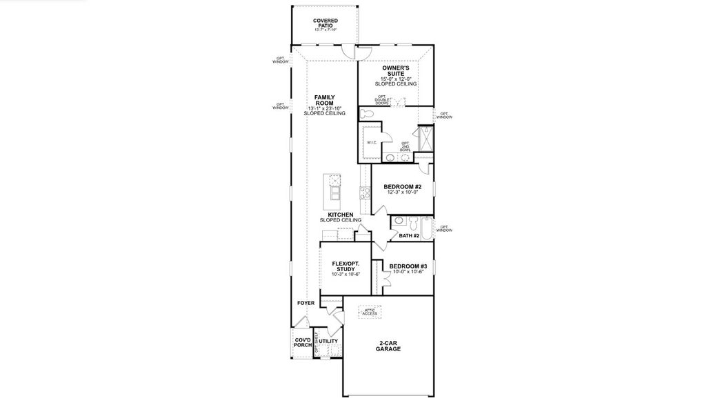 2D floor plan layout for the Aster by M/I Homes in Wildrye, Waller, TX (Image 3).