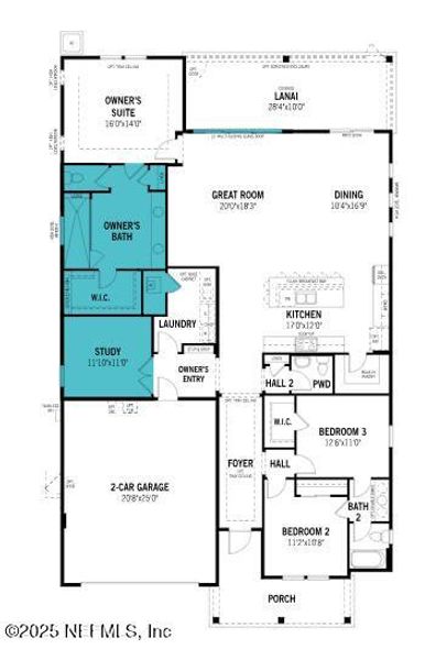 2D floor plan layout of this home in RiverTown - Cove, St. Johns, FL (Image 2).