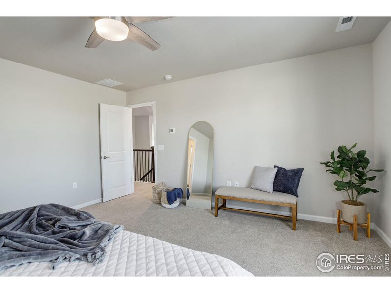 Large primary bedroom off the loft