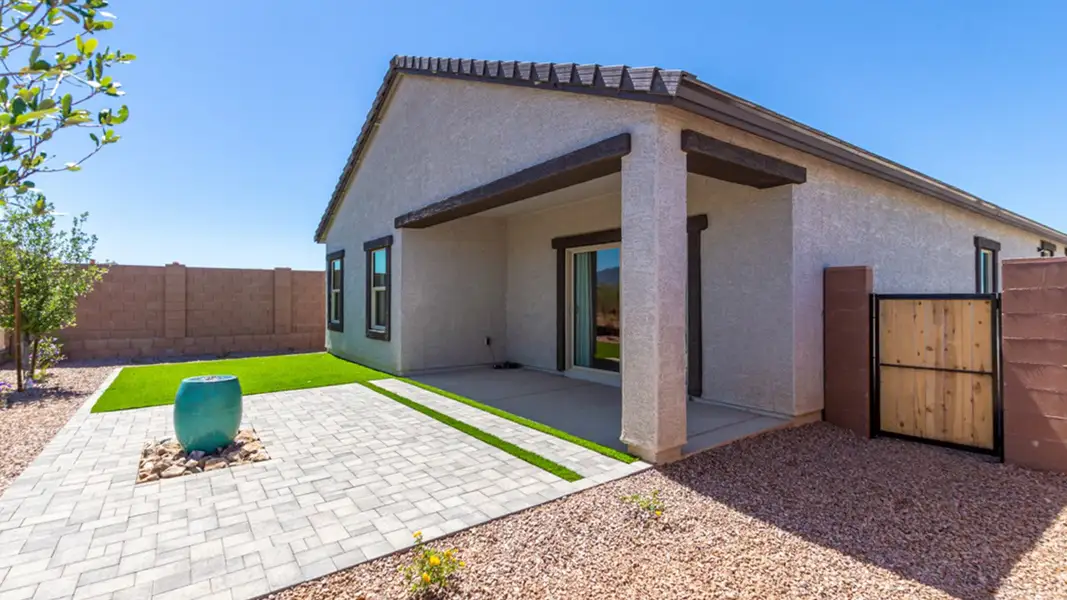 Exterior details and patio area of a home in Saguaro Bloom, Marana (Image 2). Exterior details and patio area of a home in Saguaro Bloom, Marana (Image 2).