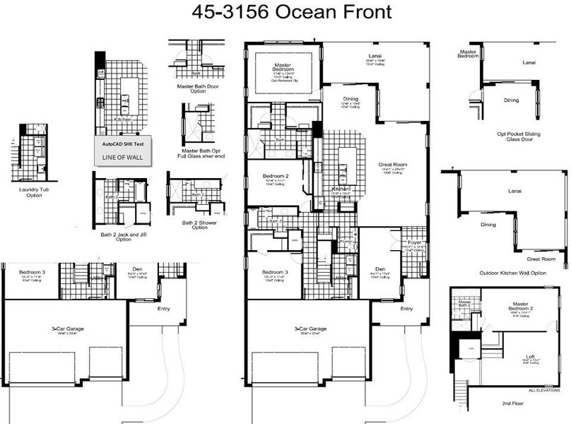 2D floor plan layout for the Ocean Front by Neal Communities in SkySail, Naples, FL (Image 3).