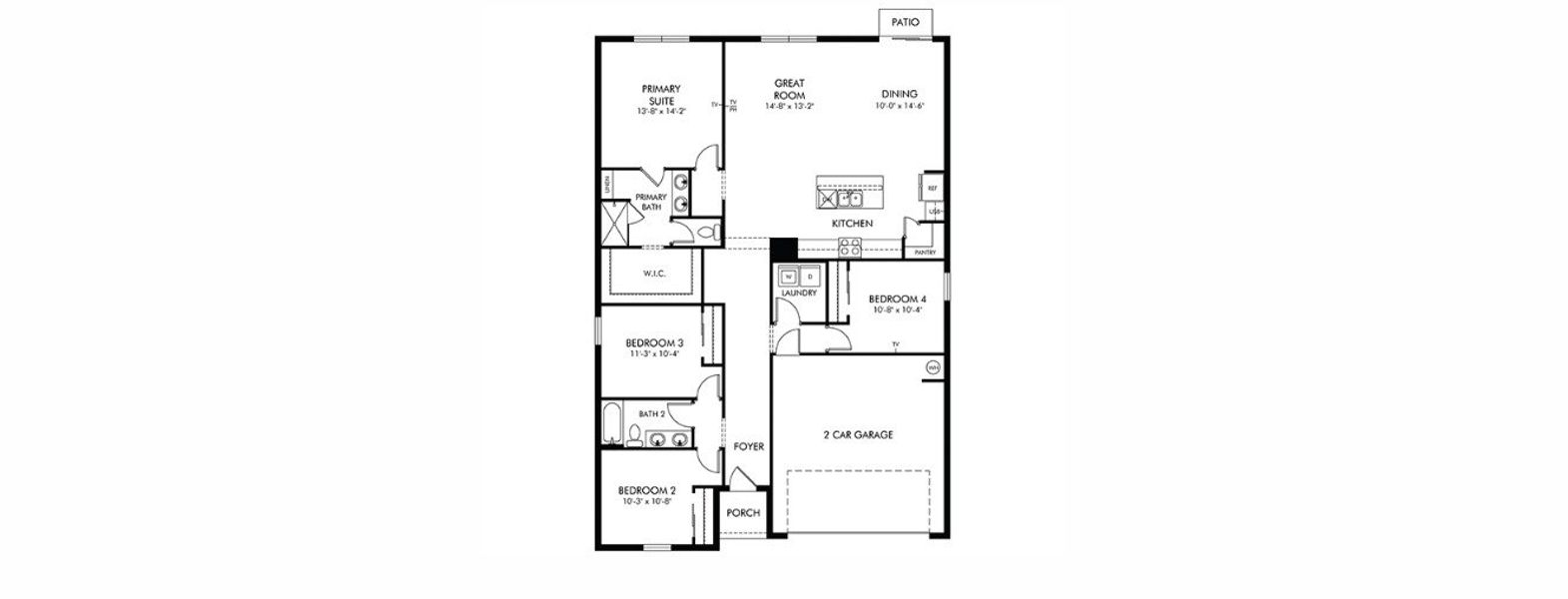 2D floor plan layout of this home in Crosswinds - Signature Series, Haines City, FL (Image 1).