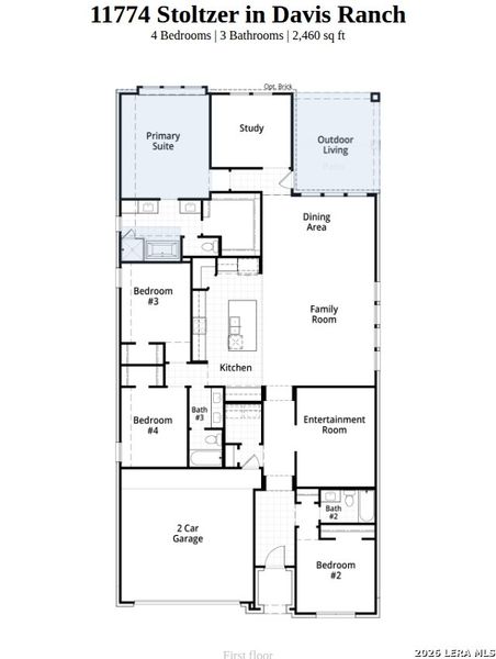2D floor plan layout of this home in Davis Ranch, San Antonio, TX (Image 4).