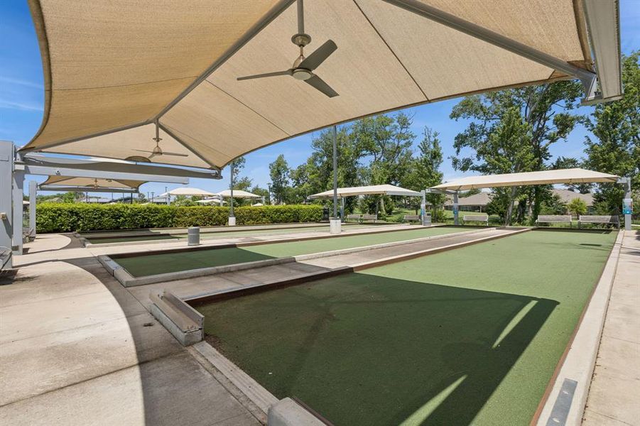 Bocce ball anyone! Relax with friends with shade, ceiling fan and fun activities!