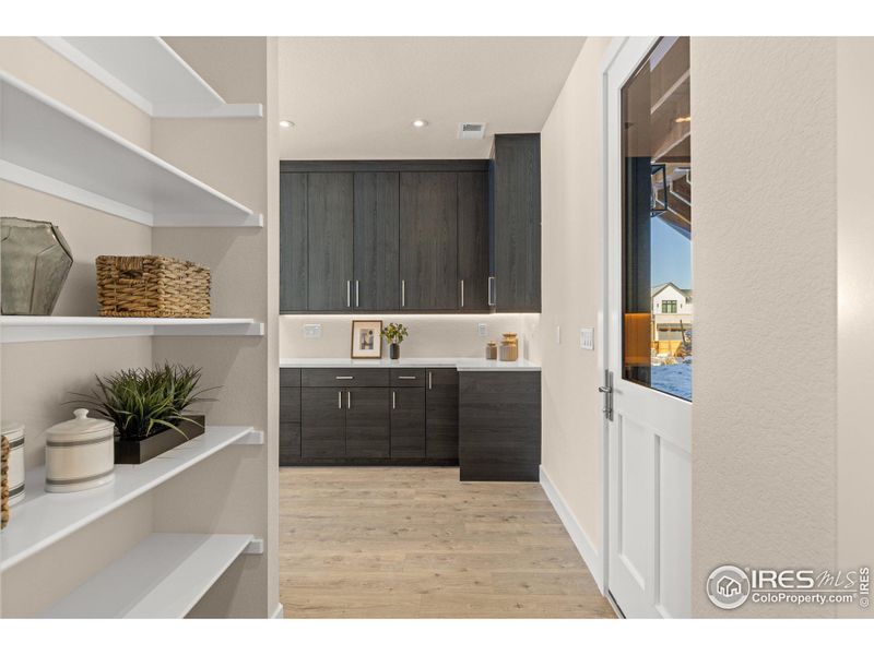 Basement Kitchenette with Entry door to lower level patio