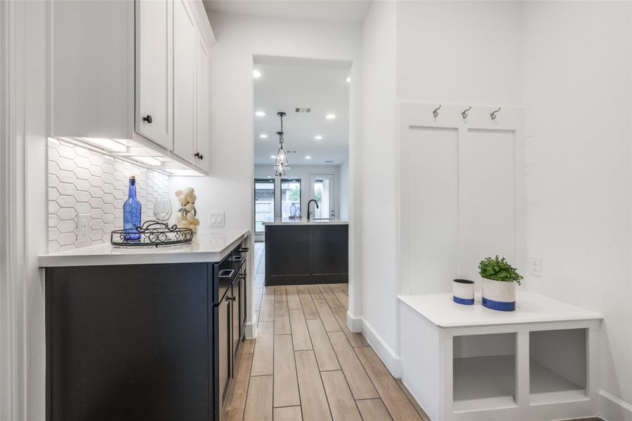 Great Mud Room for children school bags & shoes, Butler Pantry - great for entertaining