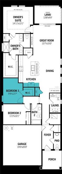2D floor plan layout of this home in Crosswind Ranch, Parrish, FL (Image 3).