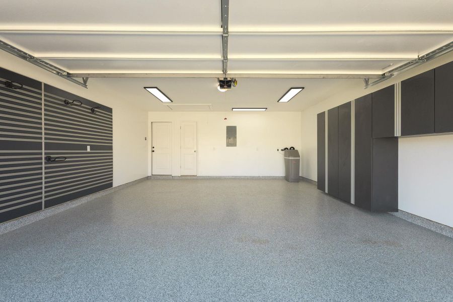 Garage featuring electric panel
