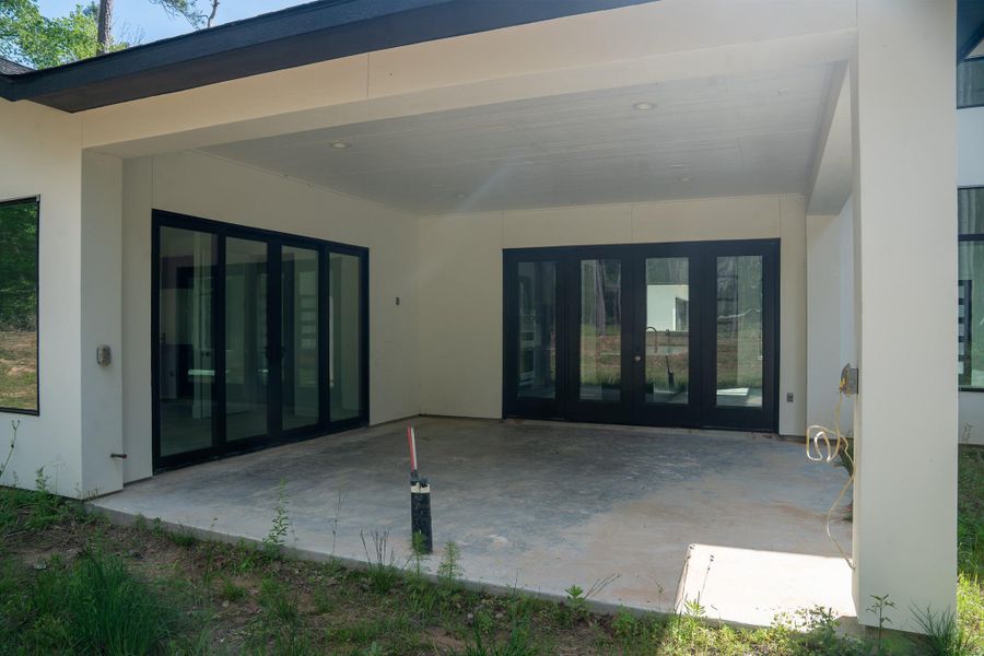 18'x17'.8" covered patio, plumbed with gas, electricity, and water, ready for your outdoor kitchen.