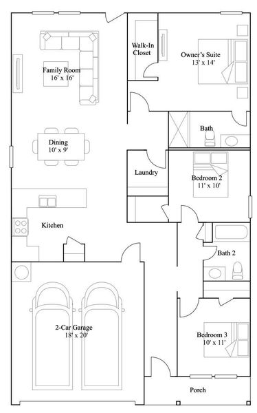 2D floor plan layout of this home in Anniston, Katy, TX (Image 2).