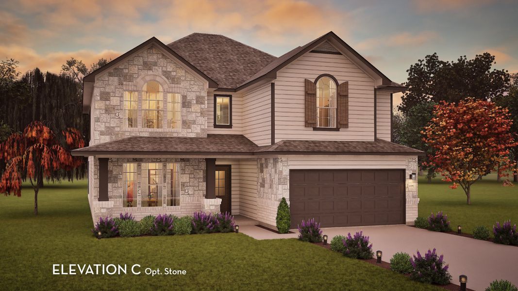 Representative exterior photo of a completed home built from the Snowmass by CastleRock Communities in Hickory Ridge, Elmendorf, TX (Image 21). Representative exterior photo of a completed home built from the Snowmass by CastleRock Communities in Hickory Ridge, Elmendorf, TX (Image 21).