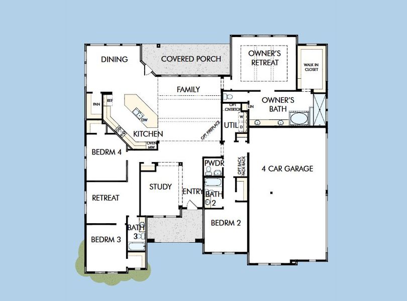 2D floor plan layout for the The Monterey by David Weekley Homes in Thornebrook, Bulverde, TX (Image 5). 2D floor plan layout for the The Monterey by David Weekley Homes in Thornebrook, Bulverde, TX (Image 5).