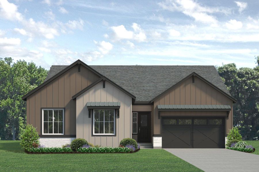 Representative exterior photo of a completed home built from the Jefferson by Risewell Homes in Highlands Preserve, Mead, CO (Image 19).