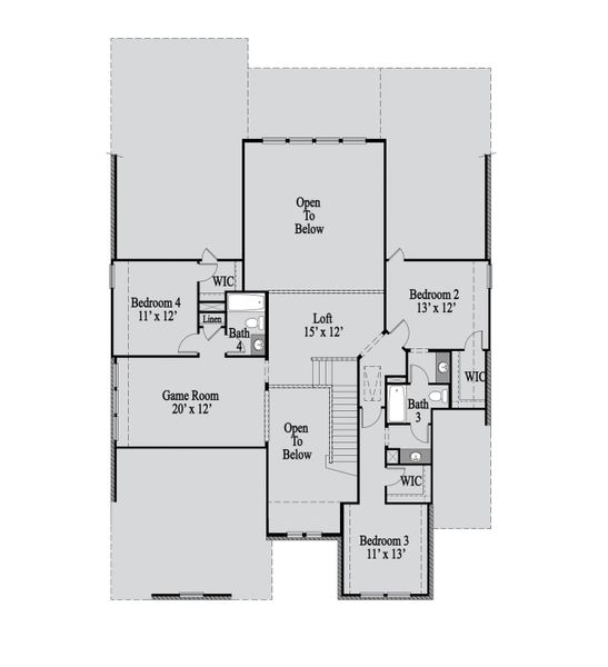 2D floor plan layout of this home in Cambridge Crossing, Celina, TX (Image 3).