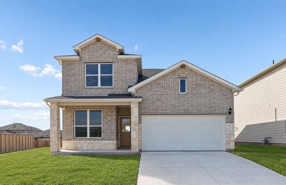 Front exterior of a new home in Patterson Ranch, Georgetown, TX, highlighting curb appeal (Image 18).