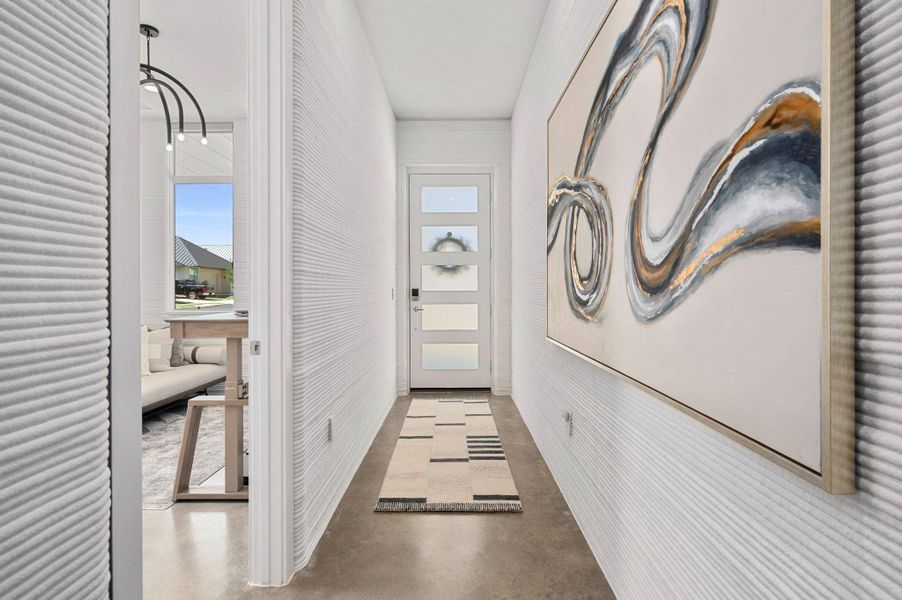 Furnished interior view inside a new home in Wolf Ranch: Genesis Collection, Georgetown (Image 5). Furnished interior view inside a new home in Wolf Ranch: Genesis Collection, Georgetown (Image 5).