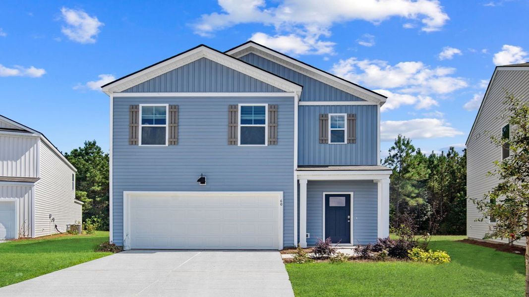 Front exterior of a new home in Holly Oaks, Statesboro, GA, highlighting curb appeal (Image 1).