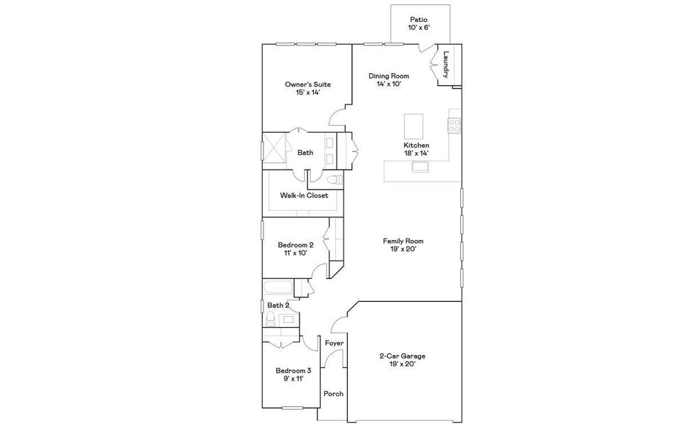 2D floor plan layout of this home in The Grand Prairie: Bristol Highlands Section, Hockley, TX (Image 2).