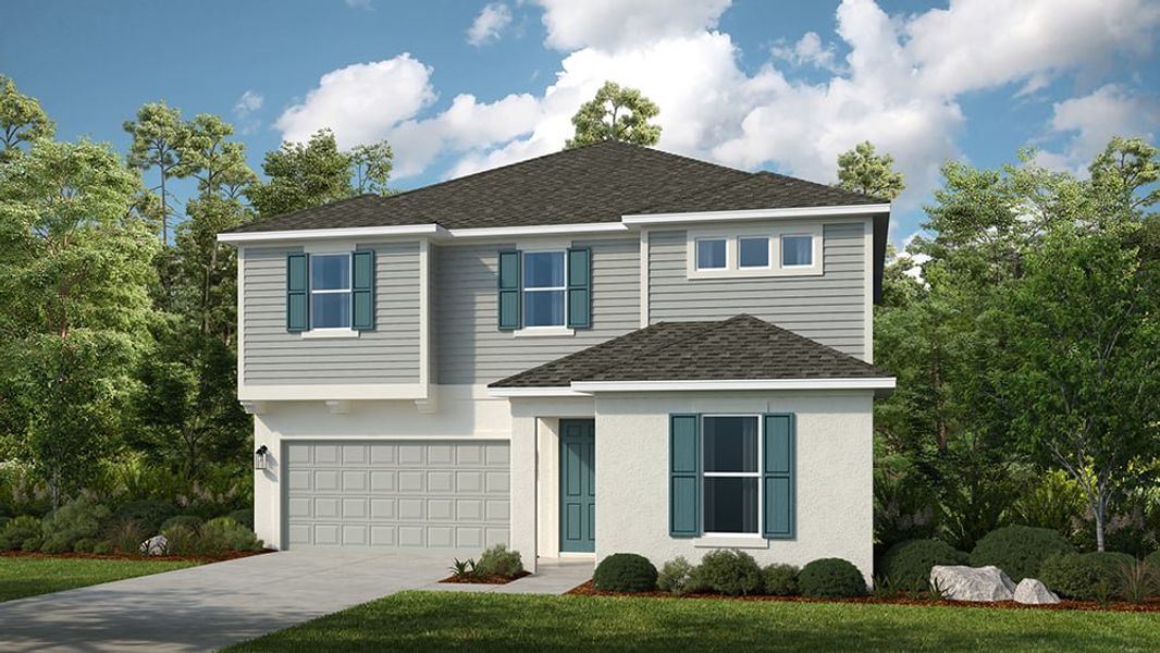 Representative exterior photo of a completed home built from the Seaside by Taylor Morrison in The Waters at Center Lake Ranch, St. Cloud, FL (Image 4).