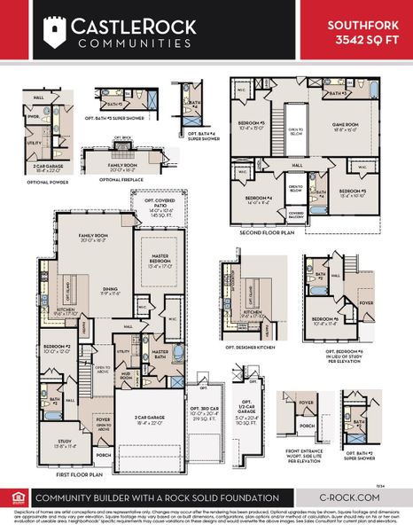 2D floor plan layout for the Southfork by CastleRock Communities in River Ranch Meadows, Dayton, TX (Image 3). 2D floor plan layout for the Southfork by CastleRock Communities in River Ranch Meadows, Dayton, TX (Image 3).