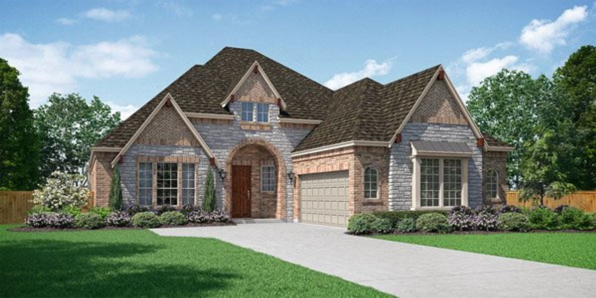 Front exterior of a new home in Nelson Lake, Rockwall, TX, highlighting curb appeal (Image 1). Front exterior of a new home in Nelson Lake, Rockwall, TX, highlighting curb appeal (Image 1).