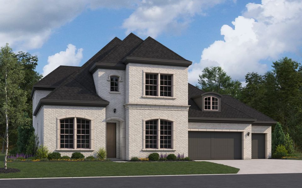 Representative exterior photo of a completed home built from the 5071 by Tradition Homes in Mosaic – 70′ Lots, Prosper, TX (Image 20). Representative exterior photo of a completed home built from the 5071 by Tradition Homes in Mosaic – 70′ Lots, Prosper, TX (Image 20).