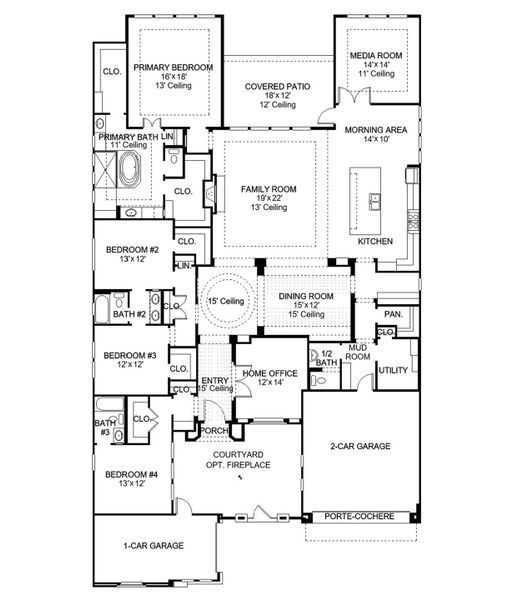 2D floor plan layout of this home in Sienna, Missouri City, TX (Image 2).