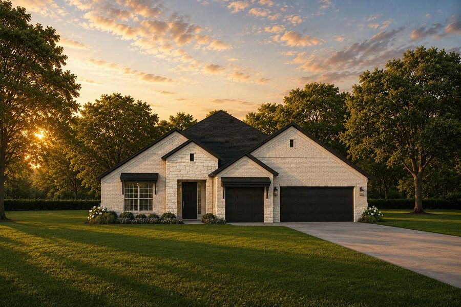 Front exterior of a new home in Kentsdale Farms, DeSoto, TX, highlighting curb appeal (Image 1). Front exterior of a new home in Kentsdale Farms, DeSoto, TX, highlighting curb appeal (Image 1).