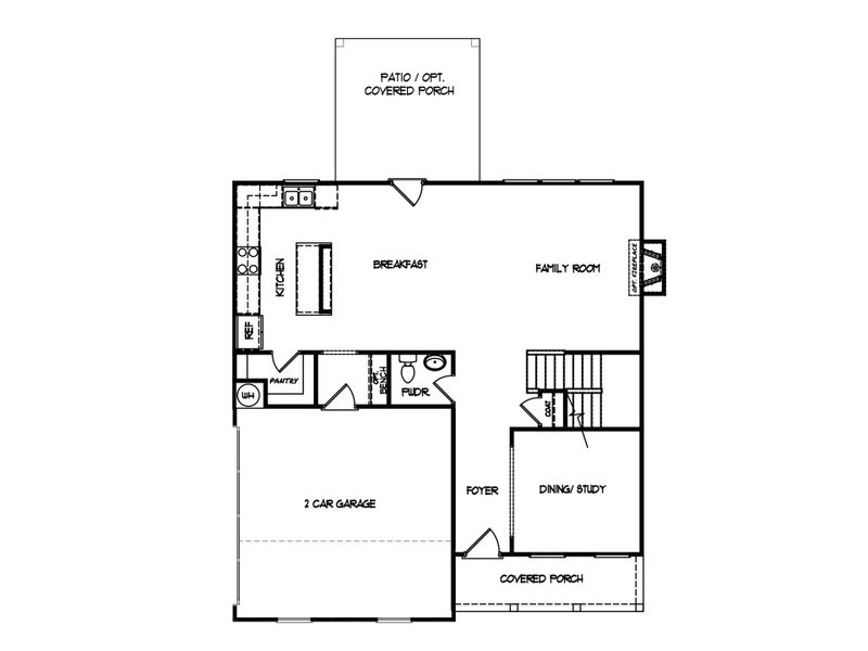 2D floor plan layout for the The Preston by My Home Communities in Legends at Old Monroe, Monroe, GA (Image 3).