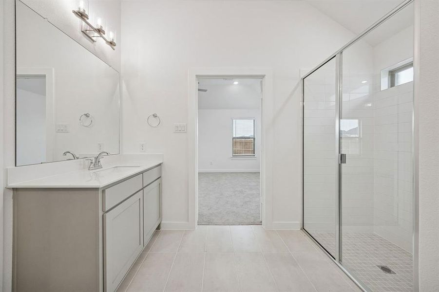 Primary Bathroom in the Gilmour II home plan by Trophy Signature Homes – REPRESENTATIVE PHOTO