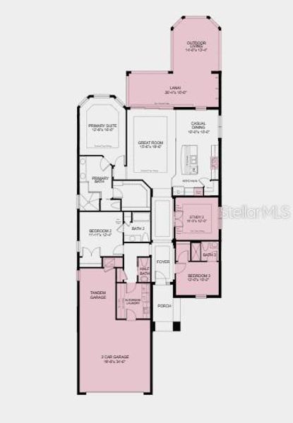 2D floor plan layout of this home in Esplanade at Wiregrass Ranch, Wesley Chapel, FL (Image 2).