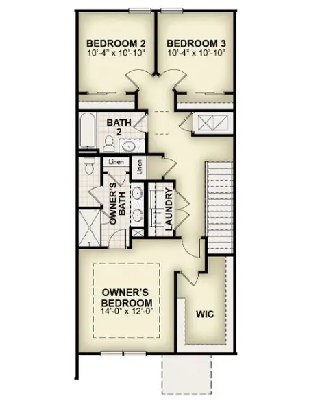 2D floor plan layout of this home in Whaley Grove Townhomes, St. Cloud, FL (Image 4).