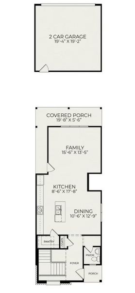 2D floor plan layout for the Flint A by Homes by Dickerson in NoVi Chatham Park, Pittsboro, NC (Image 2). 2D floor plan layout for the Flint A by Homes by Dickerson in NoVi Chatham Park, Pittsboro, NC (Image 2).