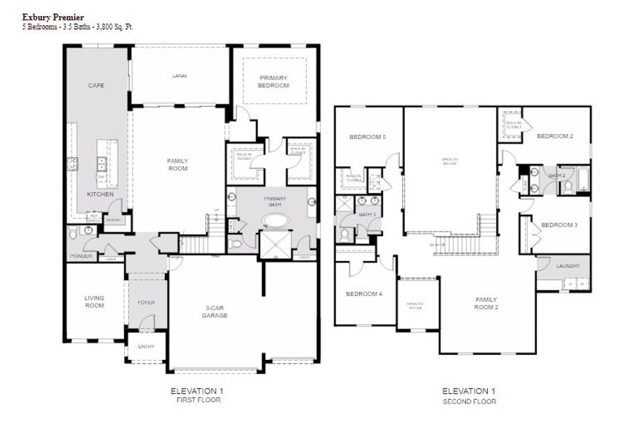 2D floor plan layout for the Exbury Premier by Landsea Homes in Hanover Lakes, St. Cloud, FL (Image 3). 2D floor plan layout for the Exbury Premier by Landsea Homes in Hanover Lakes, St. Cloud, FL (Image 3).