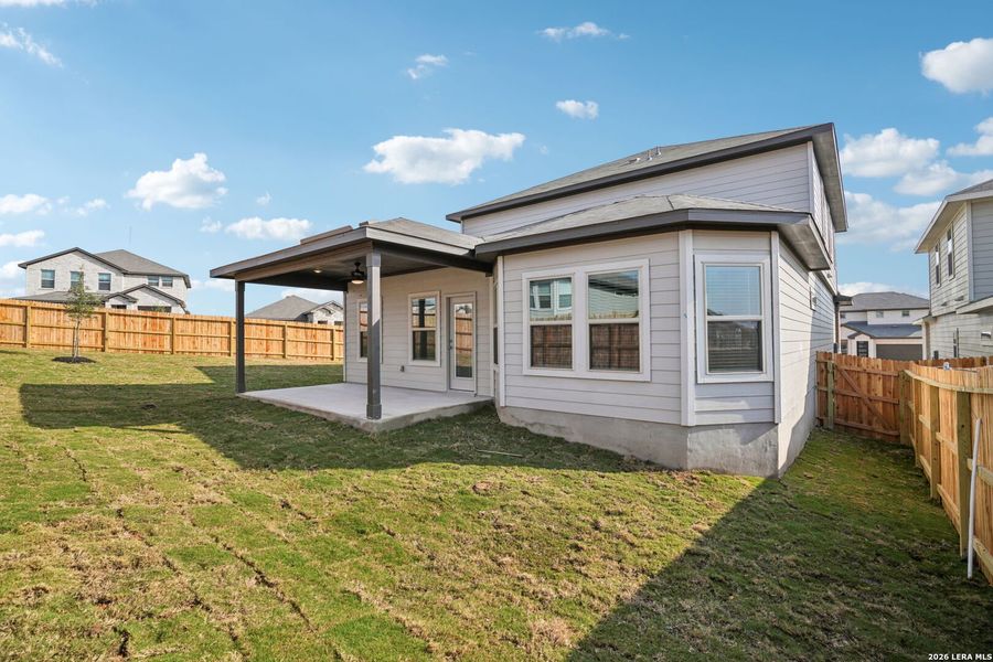 Exterior details and patio area of a home in Lark Canyon, New Braunfels (Image 23).