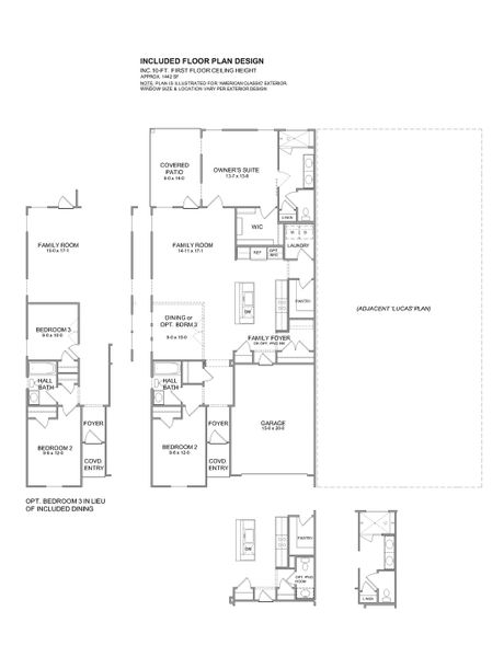 2D floor plan layout for the Lucas by Fischer Homes in The Villas at Longleaf Park, a Watersound Origins® community, Inlet Beach, FL (Image 4).