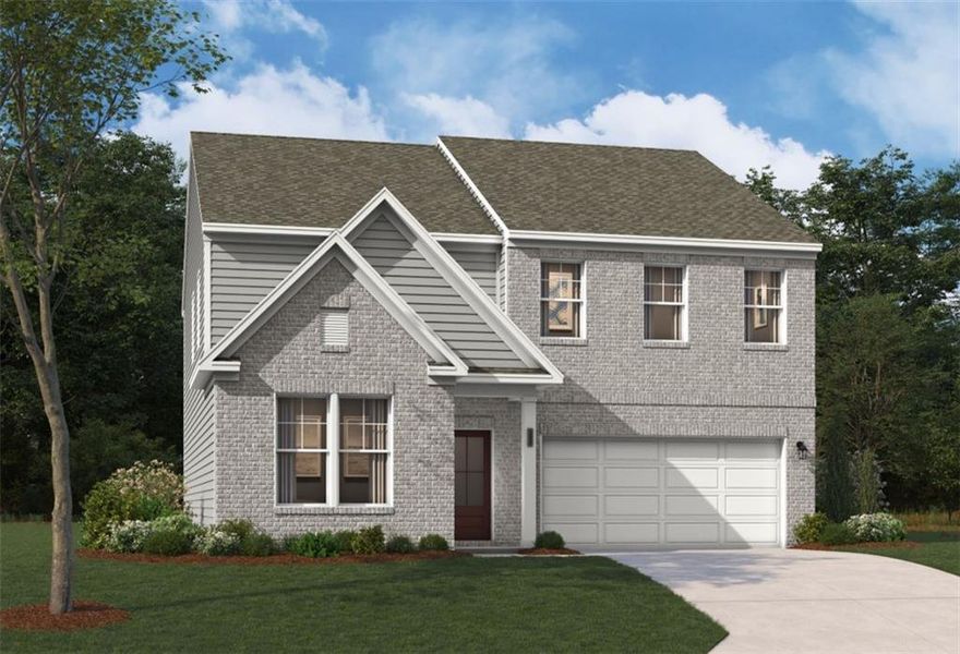 Front exterior of a new home in Rhodes Glen, Lawrenceville, GA, highlighting curb appeal (Image 28).
