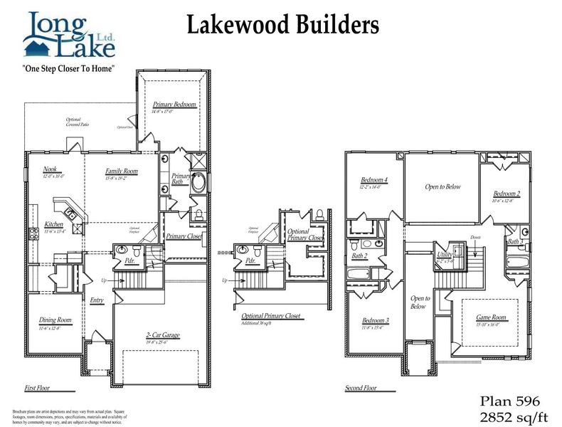 2D floor plan layout for the 596 by Long Lake Ltd. in Brentwood Farms, Rosenberg, TX (Image 3).