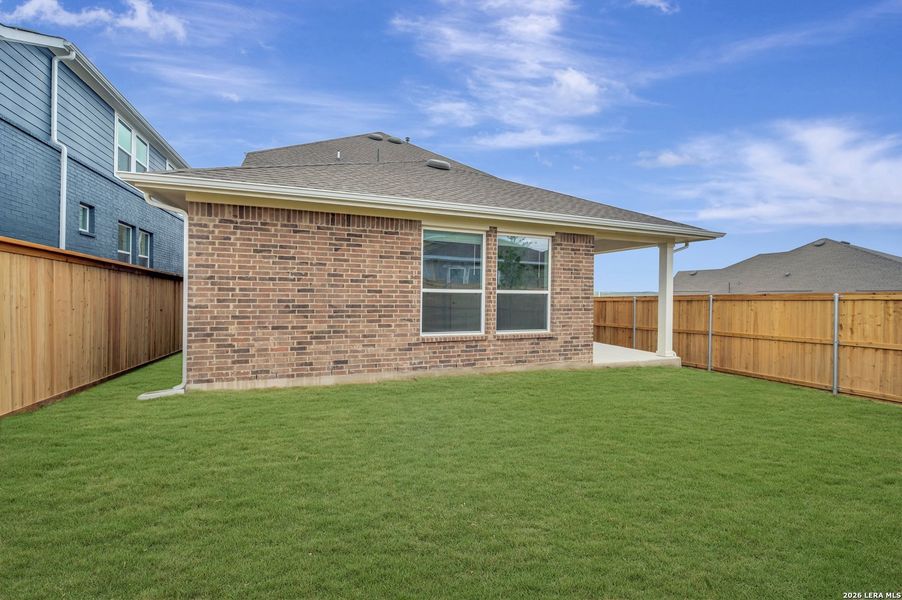 Exterior details and patio area of a home in Mayfair - Select Garden Series, New Braunfels (Image 3).