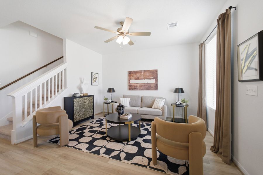 Representative furnished interior of a home built from the Mies by CastleRock Communities in Municipal Drive Townhomes, Leander (Image 5). Representative furnished interior of a home built from the Mies by CastleRock Communities in Municipal Drive Townhomes, Leander (Image 5).
