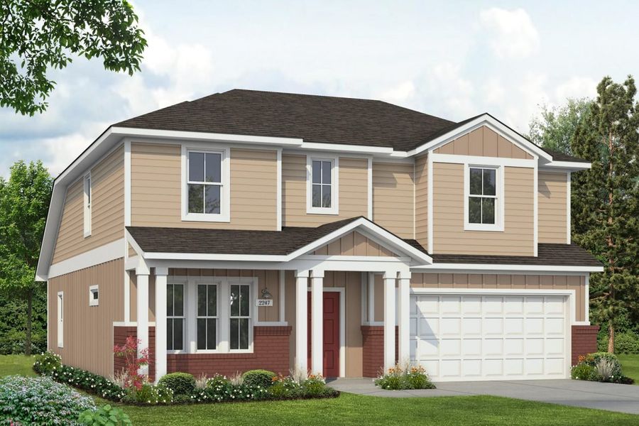 Representative exterior photo of a completed home built from the Harvest Ridge 2247 by Brohn Homes in Harvest Ridge, Elgin, TX (Image 4).