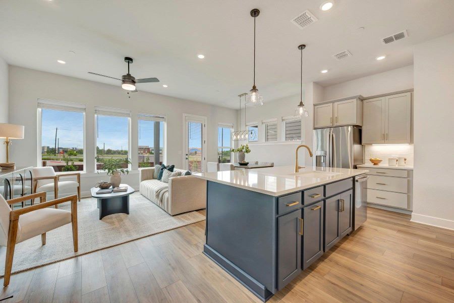 Kitchen - Family Room - Dining Area (Staged)