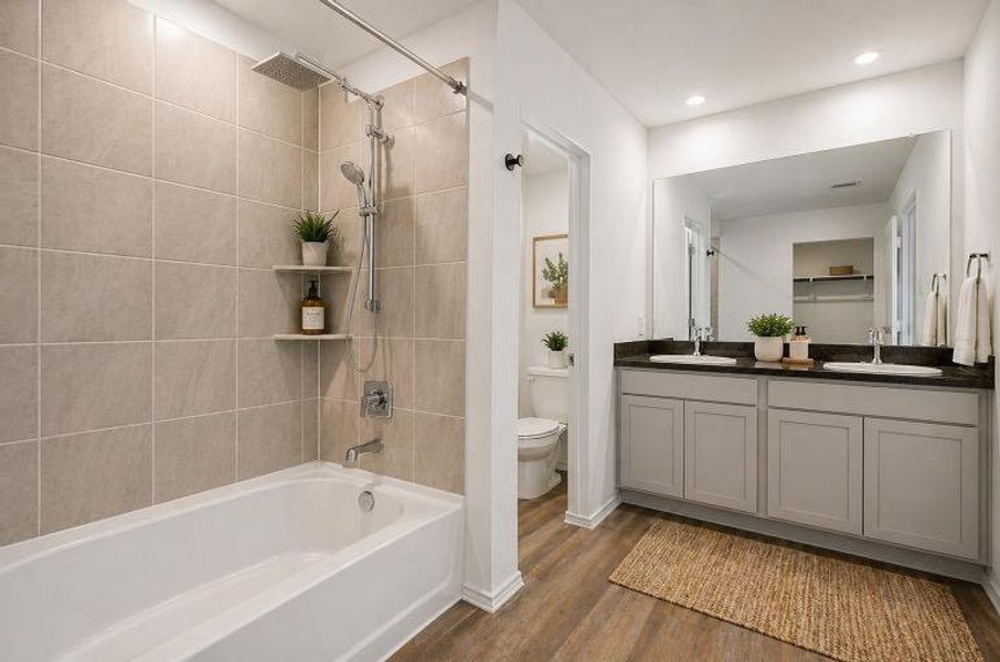 Primary bathroom virtually staged