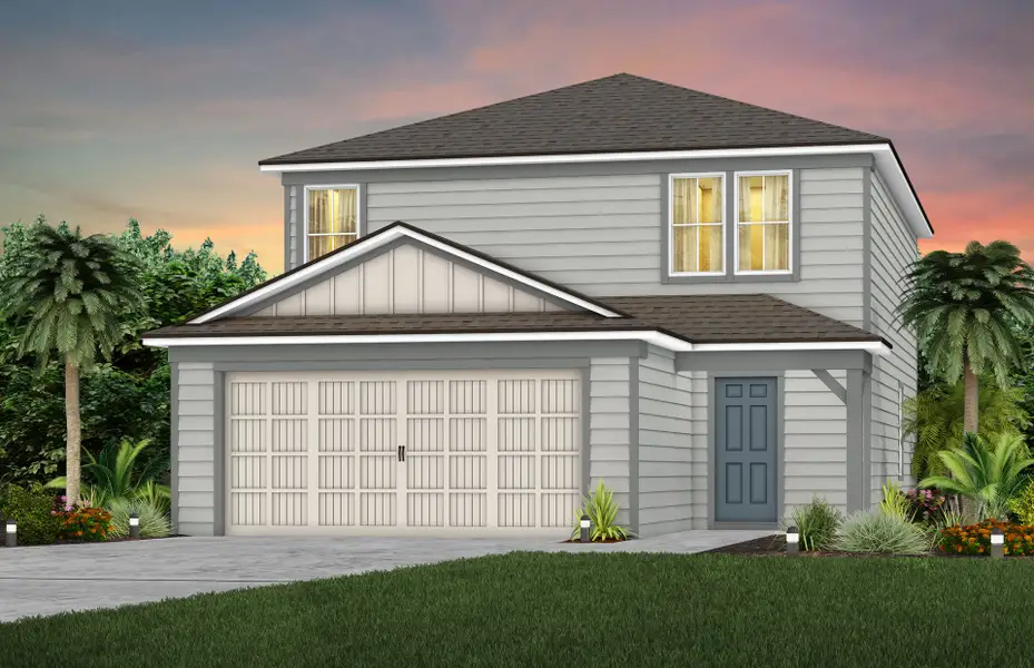 Front exterior of a new home in Wells Landing, Jacksonville, FL, highlighting curb appeal (Image 1). Front exterior of a new home in Wells Landing, Jacksonville, FL, highlighting curb appeal (Image 1).