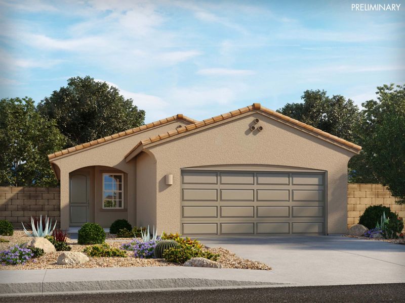 Representative exterior photo of a completed home built from the Meadow by Meritage Homes in Sonora at Entrada del Pueblo, Sahuarita, AZ (Image 5).